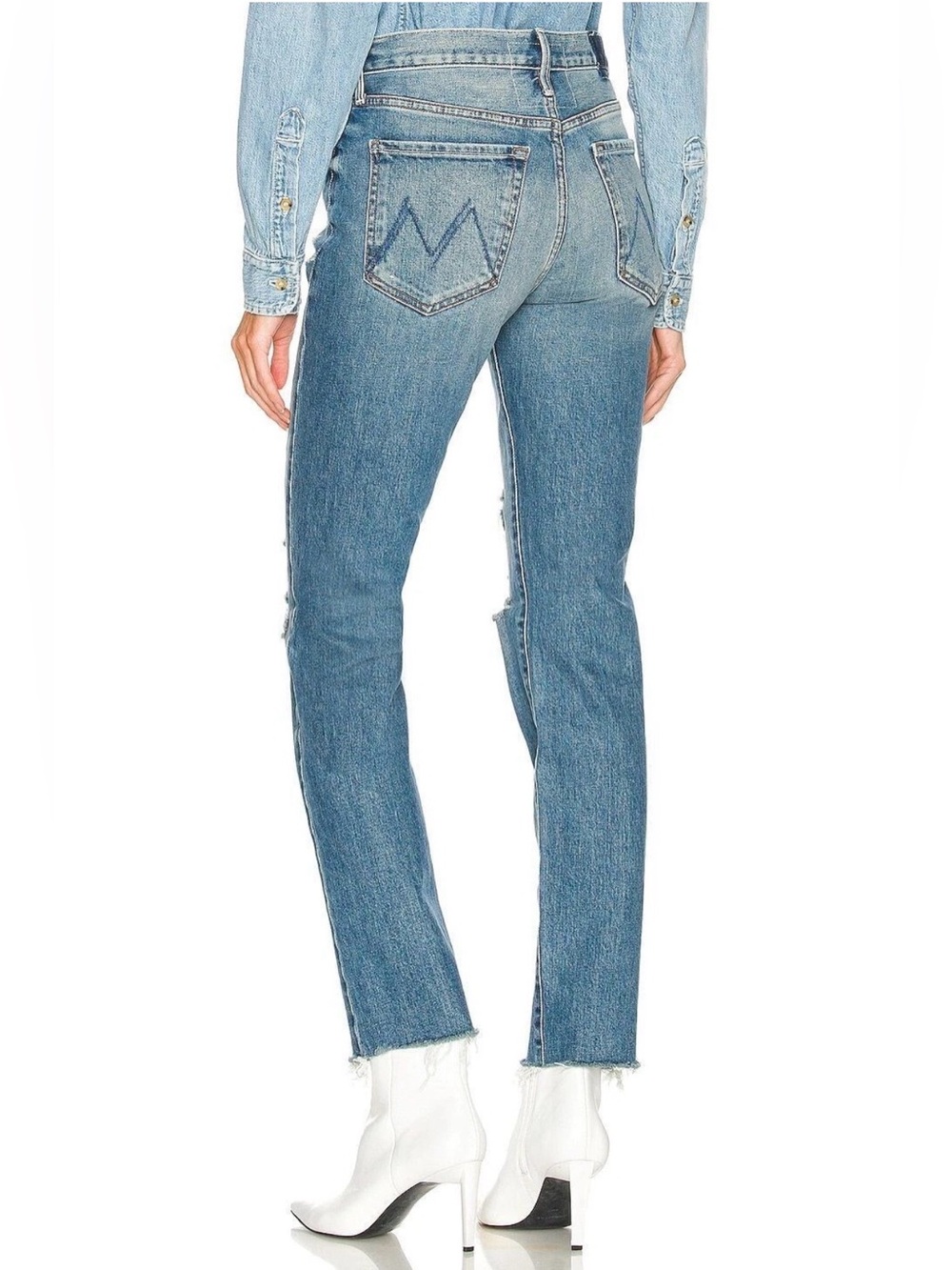 Mother jeans Trickster skimp fray thrill seeker wash raw hem grunge edgy chic 24 - Picture 3 of 15